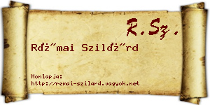Rémai Szilárd névjegykártya
